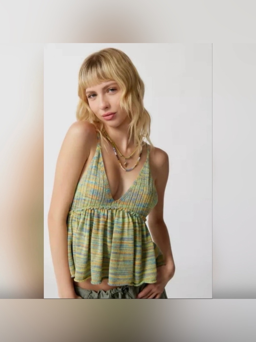 Kimchi Blue Urban Outfitters Blue Green Multicolor Knit Halter Crop Top